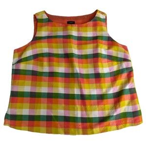 Talbots Sleeveless Textured Silk Striped Top Womens Plus Petite 14WP Side Zipper